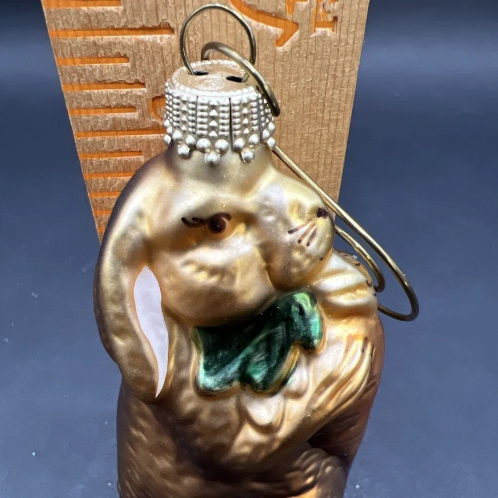 Vintage Kurt S Adler KS Germany Glass Rabbit Eating Carrot Christmas Ornament
